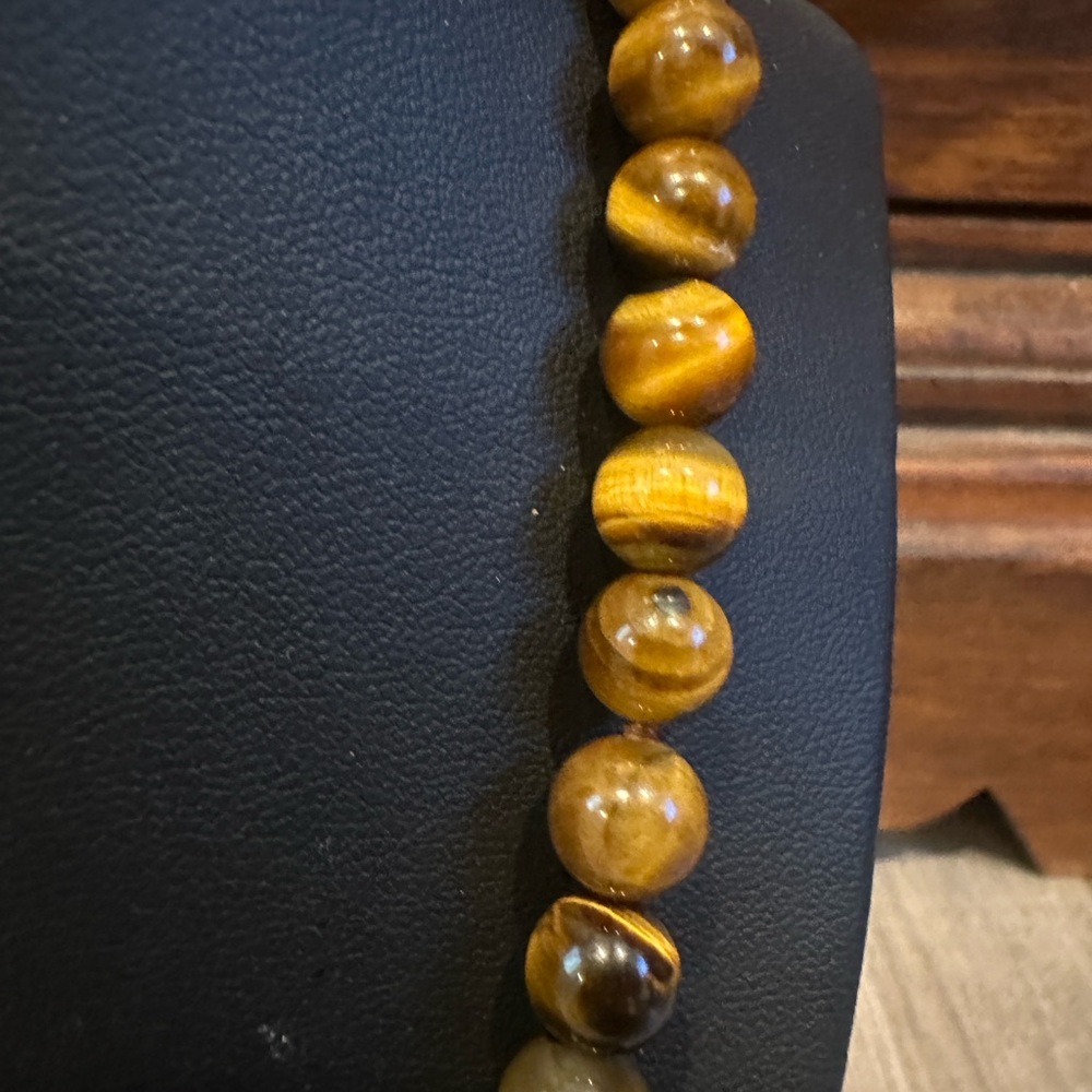 Genuine tigers eye natural gemstone 925 silver clasp necklace - Picture 2 of 5